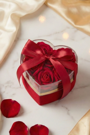Kalp Kutu Kırmızı Gül Aranjmanı