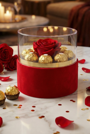 Kırmızı Güllü Premium Çikolata Kutusu