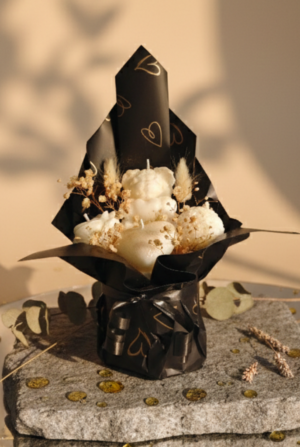 Zarif Kokulu Mum Buketi Taş Vazo – Lüks Hediyelik